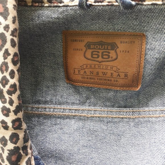 Vintage Route 66 Leopard Jean Denim Jacket - Picture 4 of 9